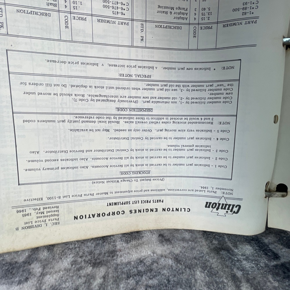 Vintage Clinton Engines Sales Service Technical Maintenance Manual Parts‎ List - Picture 6 of 8